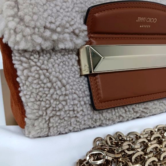 Jimmy Choo Carolina Shearling Shoulder Bag - Cream Multi - Picture 6 of 16
